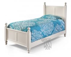 Solid Parawood Wood Cottage Style Twin Bed in Beach White Finish