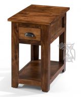 California Made Knotty Rustic Alder Wood Chair Side End Table with Drawer in Rustic Coffee Finish