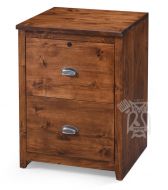 California Made Knotty Rustic Alder Wood Two Drawer File Cabinet in Rustic Coffee Finish