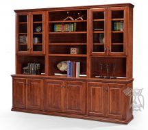 California Made Alder Wood Traditional 96" Bookcase Wall System in Antique Cherry Finish 