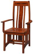 Amish Crafted Solid Premium Cherry Wood Aspen Arm Chair with Ebony Inlays in Michaels Finish