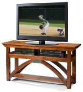 Amish Crafted Solid Character Cherry Wood B&O Railroad Trestle Bridge Media TV Stand in Bourbon Finish