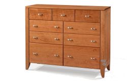 Amish Crafted Solid Premium Cherry Wood Justine 9 Drawer Mule Dresser in Gold Dust Finish