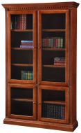 California Made Cherry Wood Crown Molding Bookcase with Glass Doors