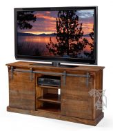 Pine Wood Barn Door 65" TV Console in Dark Chocolate Finish