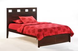 Solid Parawood Tamarind Full Size Panel Bed in Chocolate Finish