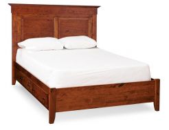 Amish Crafted Solid Character Cherry Wood Shenandoah Queen Deluxe Storage Bed in Autumn Finish
