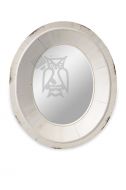 Solid Rustic Wood White Oval Mirror