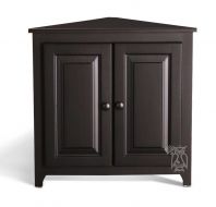 Solid Pine Wood Corner Storage Cabinet Shown in Black