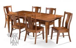 Amish Crafted Solid Maple Wood 78" Long Extension Leg Table & Lucas Chair Set in Michaels Finish