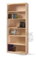 Solid Pine Wood Unfinished Modern Style Bookcase 36" wide x 84" high
