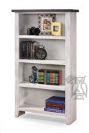 Oak Wood Eastport 60" High Bookcase in Drifted White Finish