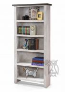 Oak Wood Eastport 72" High Bookcase in Drifted White Finish