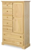 Solid Pine Wood Polo 7 Drawer Chifferobe in Natural Finish