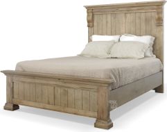 Solid American Wormy Maple Wood Carlisle Queen Corbel Bed in Warm Natural Finish