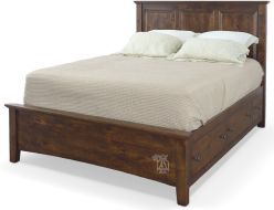 California Made Solid Knotty Alder Wood Queen Auburn Storage Bed in Callaway Finish