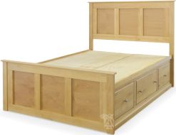 Solid Alder Wood Ashlan 6 Drawer Queen Storage Platform Bed in Natural Lacquer