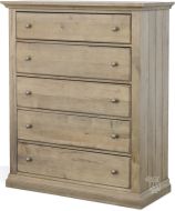 Solid American Wormy Maple Wood Carlisle 5 Drawer Chest in Warm Natural Finish