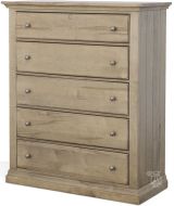 Solid American Wormy Maple Wood Carlisle 5 Drawer Chest in Natural Grey Finish