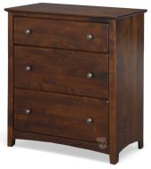 Solid Alder Wood Shaker 3 Drawer Chest in Vintage Cherry Finish