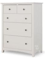 Solid Alder Wood Shaker 5 Drawer Chest with Deep Blanket Drawers in Snow White Finish