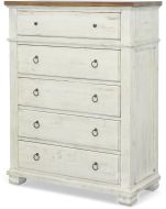 Solid Wood Belmont Chest of Drawers in Timbered Brown & Linen Finish