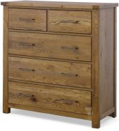 Solid American White Oak Framed Dovetail Standing 5 Drawer Dresser in Natural Finish