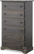 Solid Pine Wood Polo 6 Drawer Chest in Clay Finish