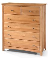 Solid Alder Wood Ashlan 6 Drawer Chest in Natural Lacquer