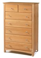 Solid Alder Wood Ashlan 7 Drawer Chest in Natural Lacquer