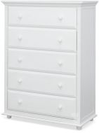 Solid Wood Framed Five Drawer Chest of Drawers in White Finish