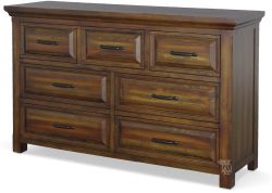 Solid Wood Hill Crest 7 Drawer Dresser in Old Chestnut Finish