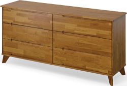 Solid Cherry Wood Linn 6 Drawer Dresser in Natural Finish