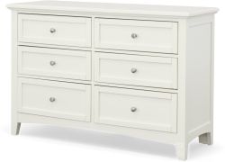 Poplar Wood Bonanza 6 Drawer Dresser in White