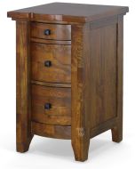 Solid Mango Wood Whistler Small 3 Drawer Nightstand in Carmel Finish