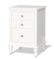 Solid Parawood Wood Cottage Style 3 Drawer Nightstand in Beach White Finish