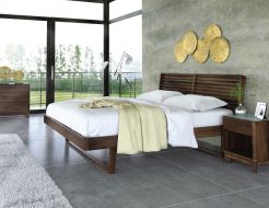  Contour Bedroom Collection in Solid Walnut Wood with Floating Nightstands