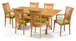 Solid Cherry Wood Sarah Dining Table and Wood Seat Chair Set in Natural Finish