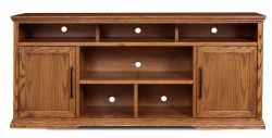 Oak Wood Colonial Place 74" Wide TV Stand in Golden Oak Finish