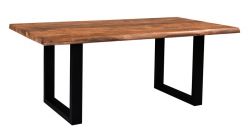Solid Sheesham Wood Live Edge Table Featuring Iron Base