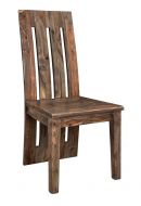 Solid Sheesham Wood Panel Back Side Chair in Brownstone Nut Brown Finish