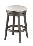 Solid Wood Upholstered Seat Swivel Counter Stool in Grey Finish