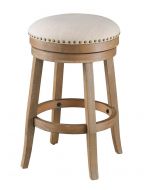 Solid Wood Upholstered Seat Swivel Counter Stool in Toffee Finish