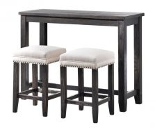 Solid Wood Counter Height Console Table & Stool Set in Danton Black Finish