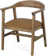 Solid Pine Wood Arm Chair with Upholstered Seat