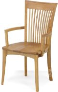 Solid Cherry Wood Sarah Arm Chair with Wood Seat in Natural Finish