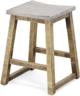 Solid Mango Wood Counter Stool in Natural & White
