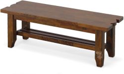 Solid Mango Wood Whistler Bench in Carmel Finish