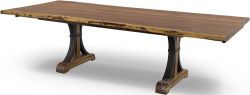 Amish Crafted Solid Rustic Walnut Wood 96" Live Edge Table with Company Board Extensions