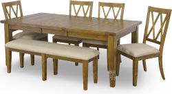 Solid Pine Telluride Extension Dining Table, Chair and Bench Set